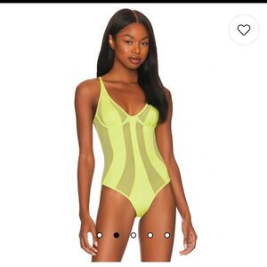 Neon Lime Mesh Panel Bodysuit - Women Intimates